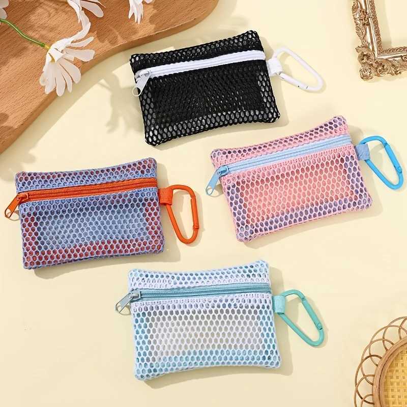 1pc transparent Mesh Makeup BagStylish Portable Cosmetic Pouch with ZipperFlat Design for Toiletries and Makeup StorageW251021
