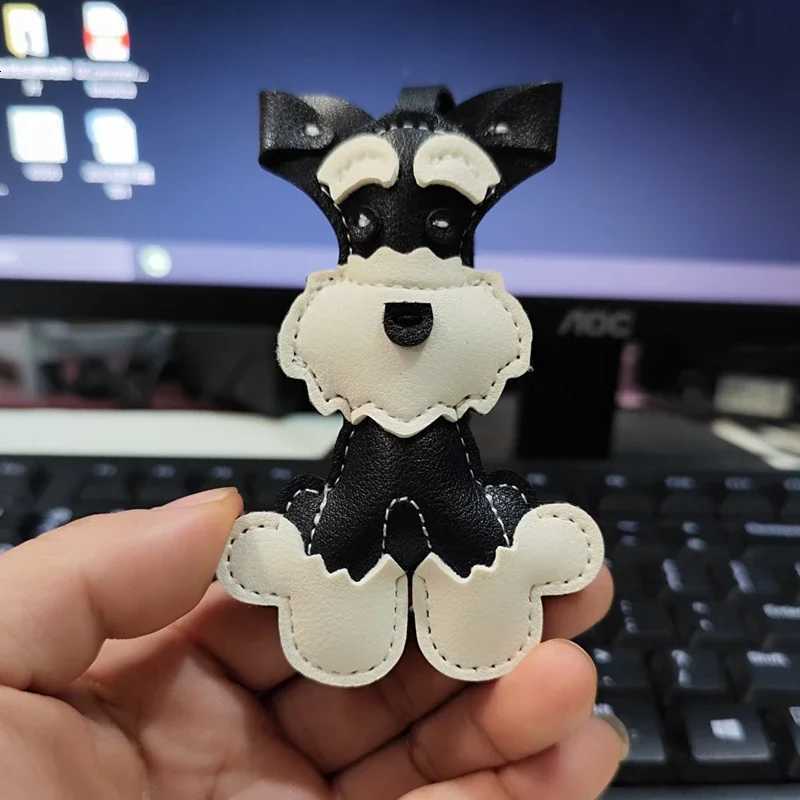 Schnauzer Cute Dog PU leather Womens and Mens Bag Pendant Key Pendant keychains Bag charm W251021