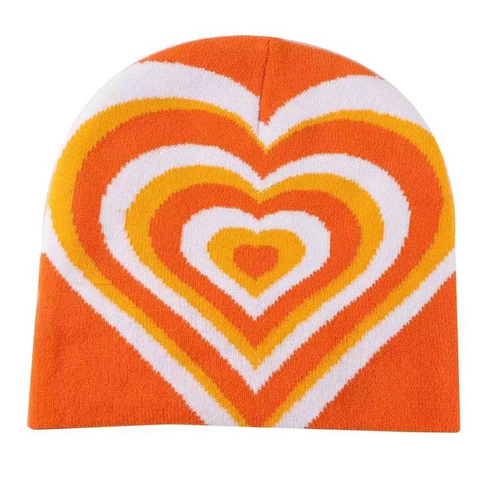 Autumn Winter Fashion Heart Jacquard Knitted Hat Unisex Warm Wool Hat Cold Hat Coldproof Pullover Hat H251020