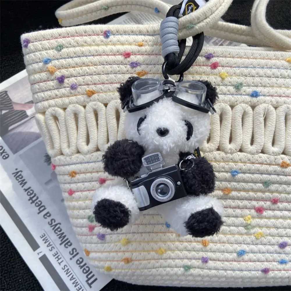 New Camera Plush Bear Pendant Sweater Panda Doll Keychain Creative Sunglasses Car Key Ring Gifts J251121