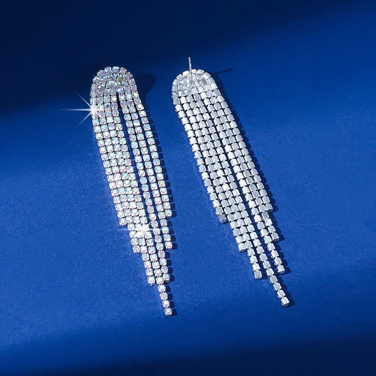 BLIJERY Fashion Long Tassel Drop Earrings for Women Black Gold Silver Color Rhinestone Dangle Earring Wedding Party Jewelry Gift J251021