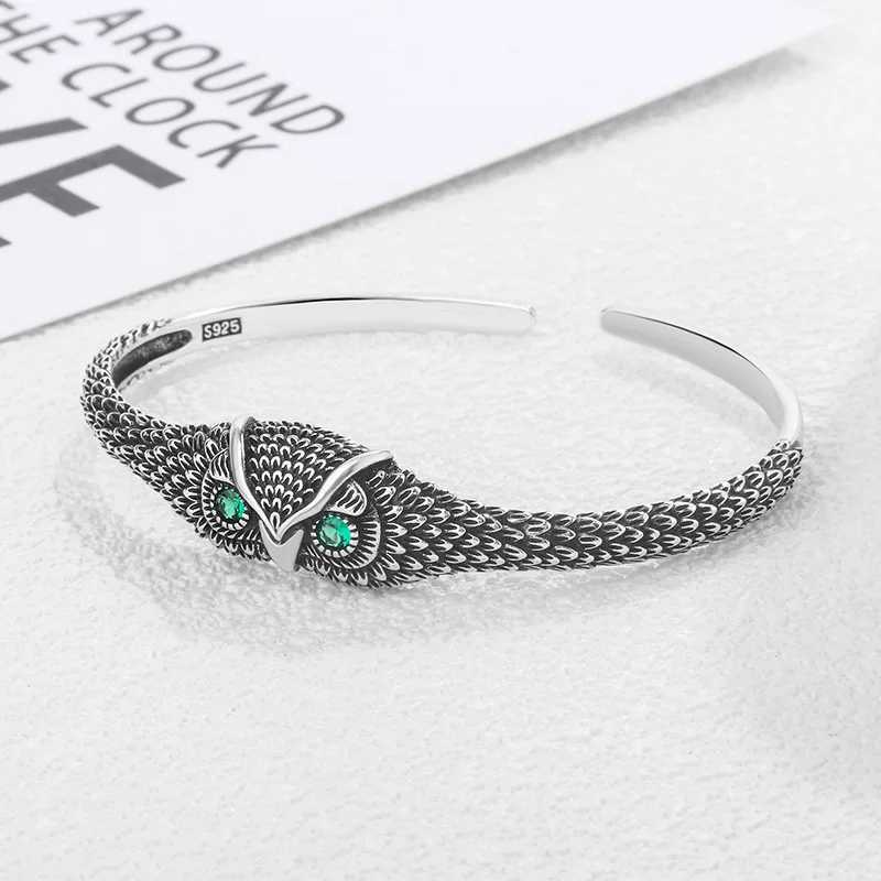 Foxanry Silver Color Owl Geometric Zircon Cuff Bracelet For Women Couples New Fashion Vintage Creative Birthday Jewelry Gifts J251021