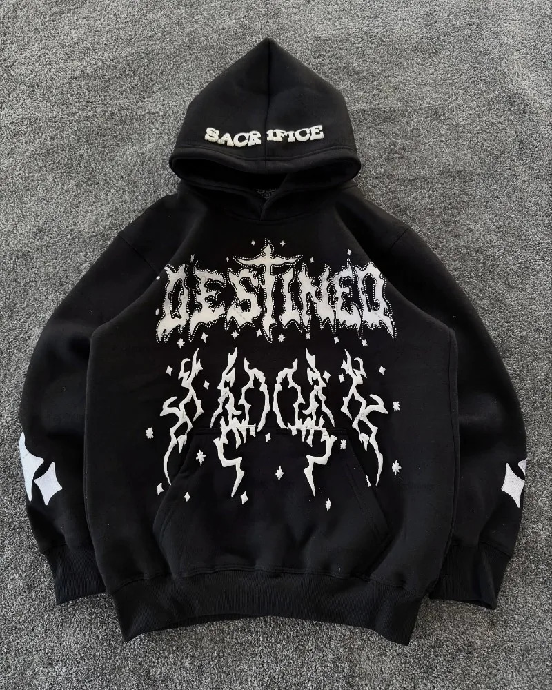 Punk Gothic Retro Letter Print Casual Loose Hoodie Men American Street Hip Hop Harajuku Y2K Fashion Sweatshirt Women 251017