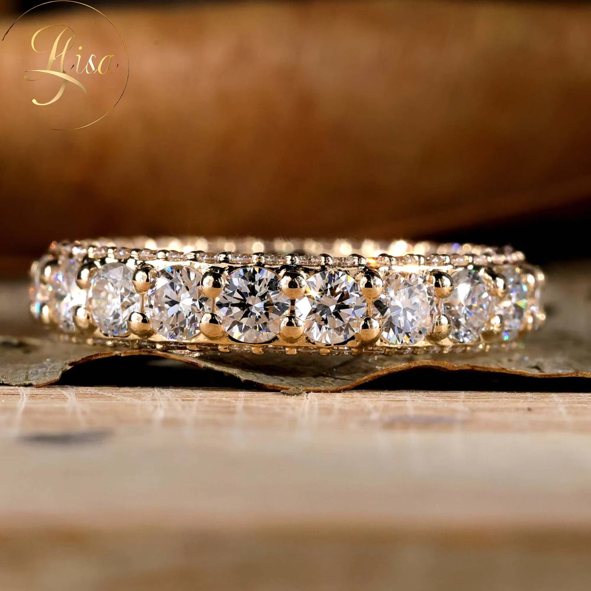 Luxury Vvs Lab Grown Diamond Wedding Ring High Quality Yellow Gold 925 Sterling Silver Band Ring Fine Men Women Jewelry