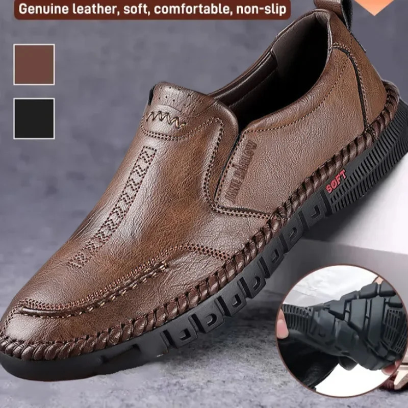 Mens Hand Stitched Genuine Leather Slip On Shoes Business Formal Occasion Wedding Party Footwear Leisure Official BoardShoes 251021