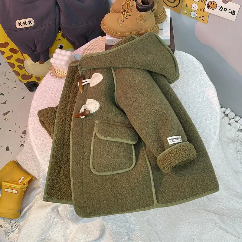 Autumn Woolen Jacket For Boy Korean Version Fashion Thickening Handsome MidLength Keep Warm Casual Childrens Clothing 251017