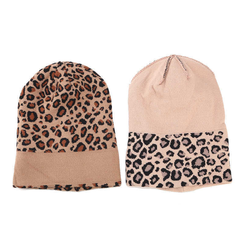 Leopard Knitted Hat Womens Fashion Trend Versatile Wool Hat Womens Winter Hat Trend H251020