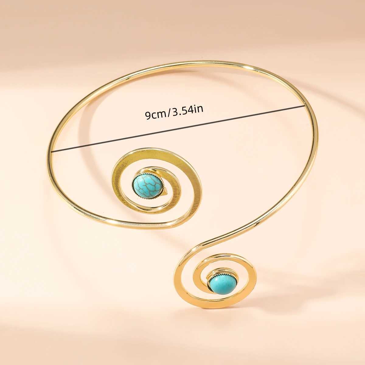 Boho Style Natural Stone Spiral Cuff Bracelets for Women Vintage Stylish Geometric Arm Chain Open Bangles Adjustable Jewelry J251021