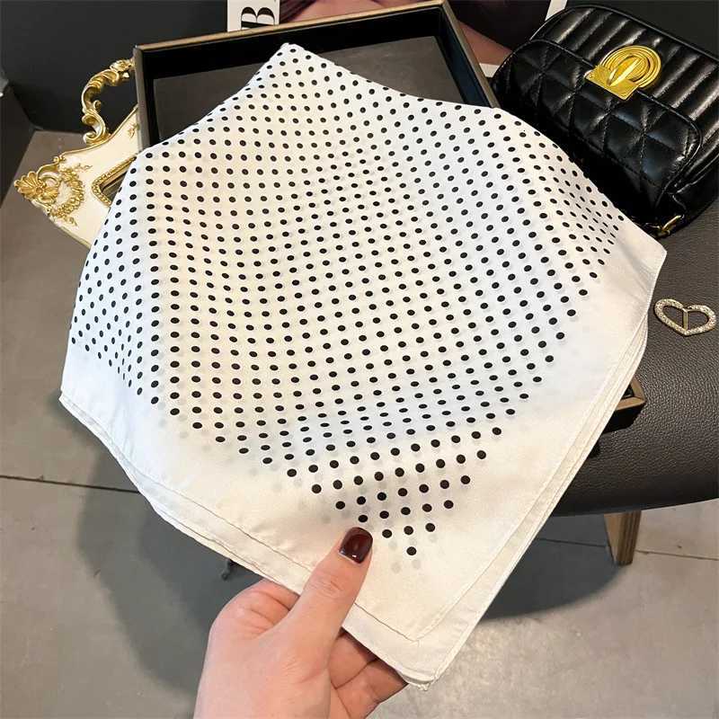 Luxury Polka Dot Print Shawl Square Scarf for Women Satin Wraps Neckerchief Female Hair Bands Ribbon Headband Bandana 70X70CM W251021