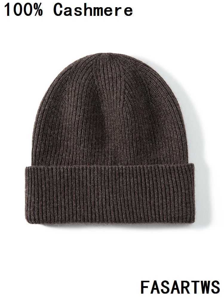 FASARTWS Unisex High Quality 100 Cashmere Knitted Hat for WomenMen Casual Beanie Hat Thicken Cap Winter Soft Warm Cashmere Cap J251021