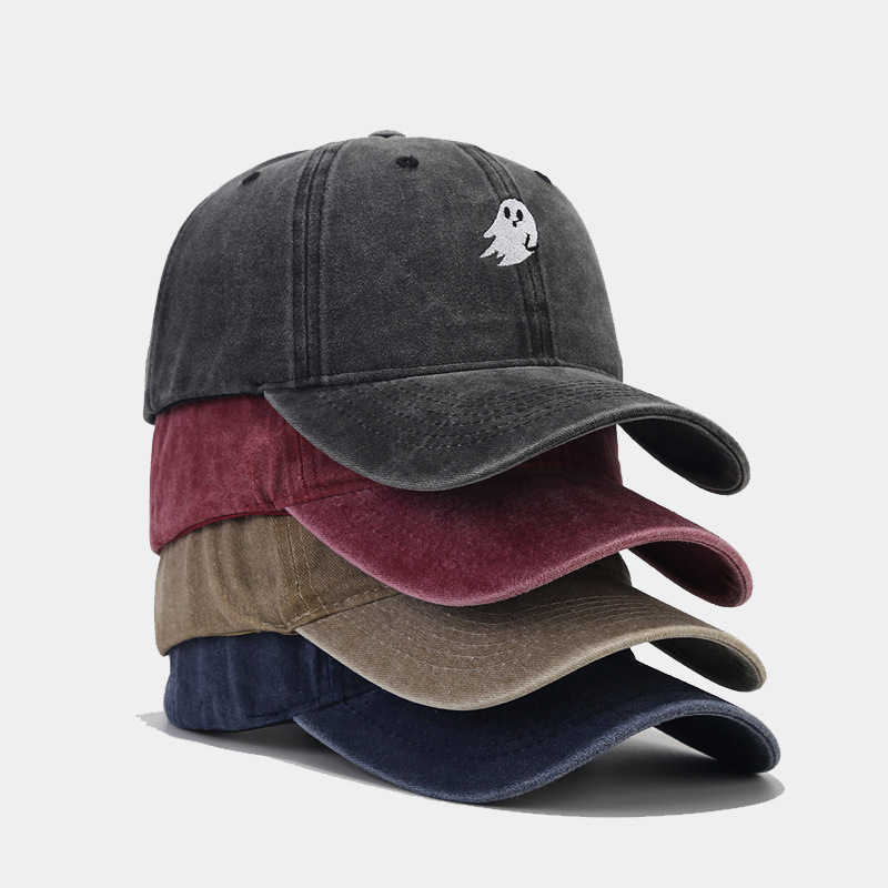 New Ghost Embroidery Denim Washed Baseball Cap Fashion Casual Unisex Outdoor Sun Hat Duckbill Cap H251020