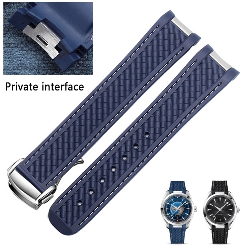 Rubber Watchband For Omega AT150 Diving watches straps Black Blue Silicone Watch Strap 20mm bracelet 251016