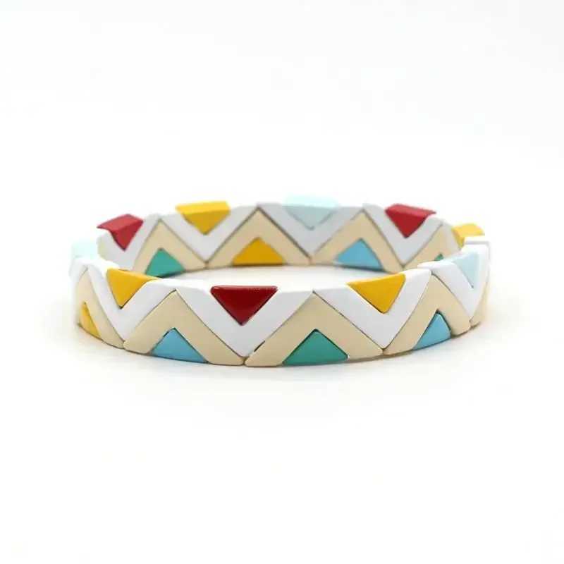 DIY Macaron Color Matching Fashion Ladies Enamel Bracelet Stacking Set Rainbow Painting Oil Colorful Charm Bracelet Jewelry J251021