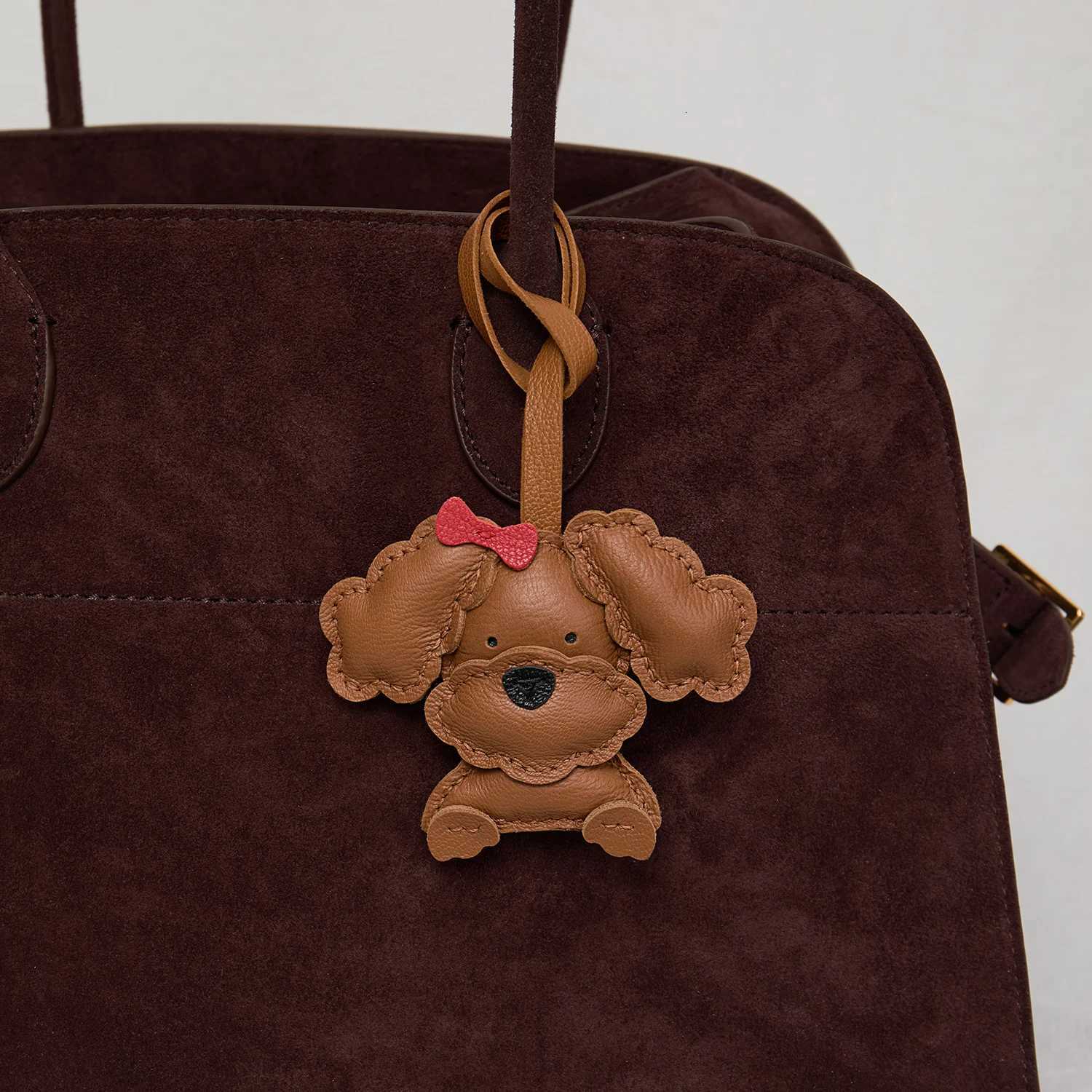 Handmade Real Leather Teddy Dog Bag Pendant Keychain Gift Cute Decoration Suitable For Bags Exquisite Charm Bag Accessories W251021