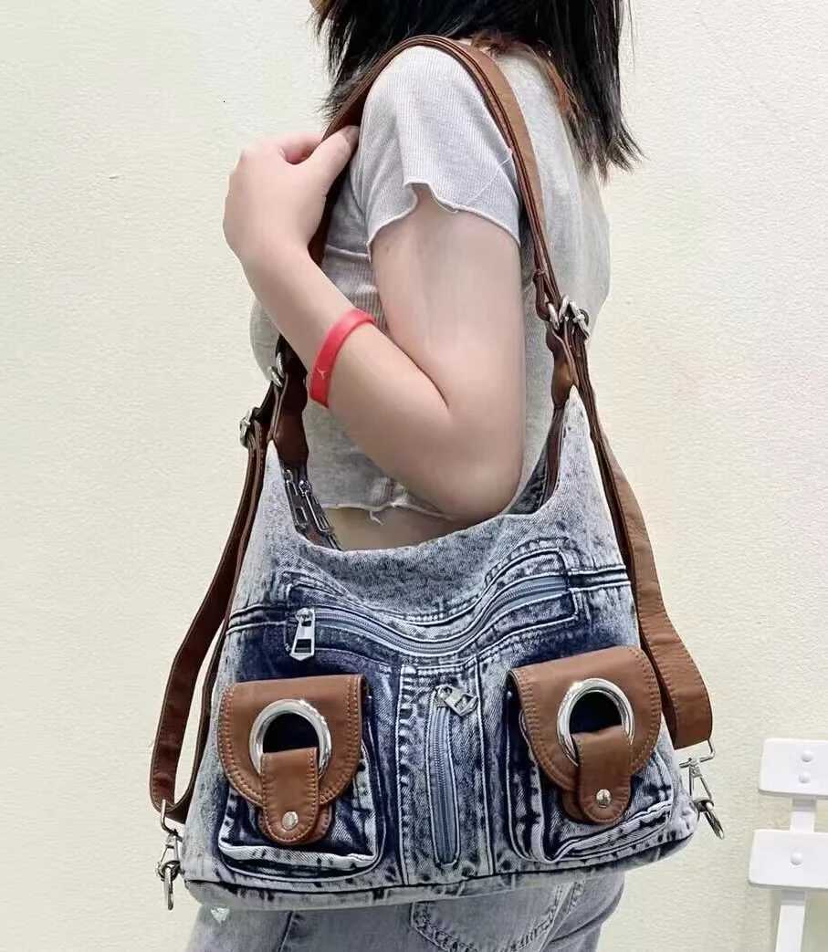 JIAERDI Punk Denim Y2k Bag Women 2023 High Street Pockets Chic Vintage Backpack Ladies Harajuku Casual Messenger Bags Versatile Z251018