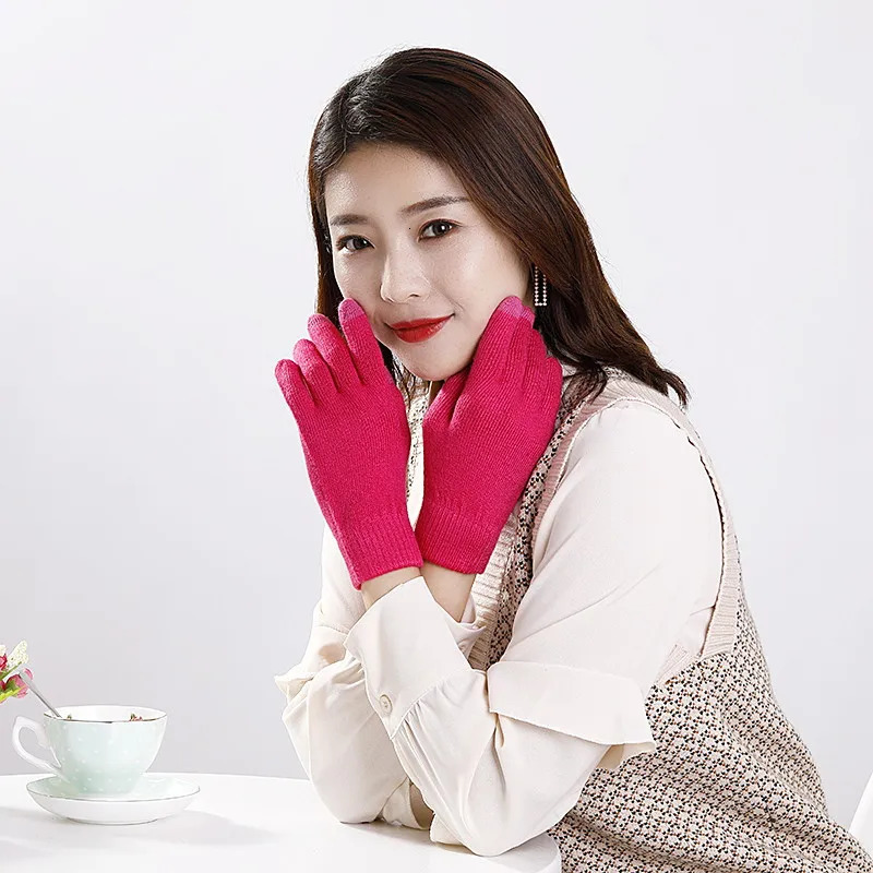 Women Winter Wool Touchscreen Gloves Knitting Warm Telefingers Gloves Outdoor Gloves Warm Female Lovely Driver Sport Gloves 251020