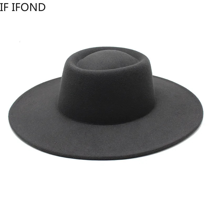Classic British Style 95CM Big Wide Brim Fedora Hat For Women Fashion Autumn Winter Felt Church Hats Wedding Dress Jazz Cap 251016