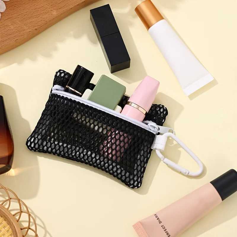 1pc transparent Mesh Makeup BagStylish Portable Cosmetic Pouch with ZipperFlat Design for Toiletries and Makeup StorageW251021