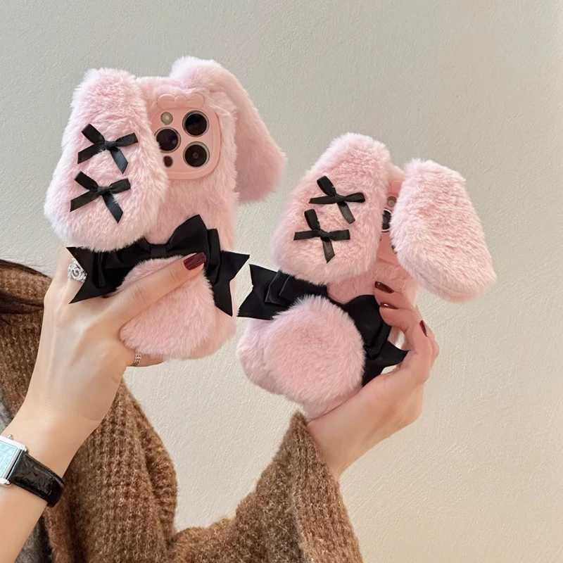 Kawaii Maid Bunny Plush Phone Case Fall Winter Cute Phone Accessories for iPhone 16 Pro Max J251114