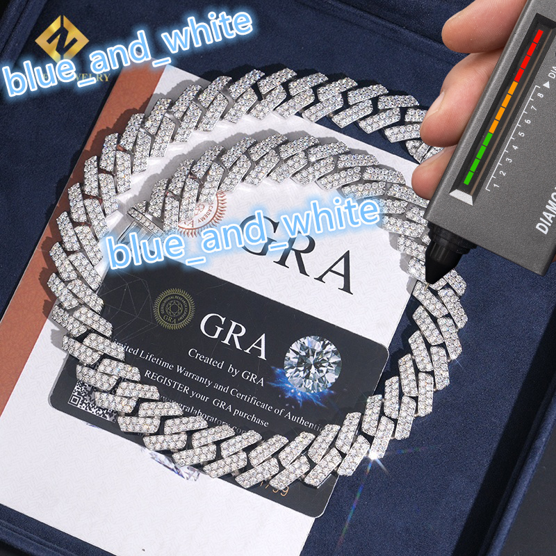 Wholesale Price Fashion Cuban Link Chain 925 Sterling Silver Moissanite 16mm Men Hip Hop Rapper Luxury Pass Diamond Tester