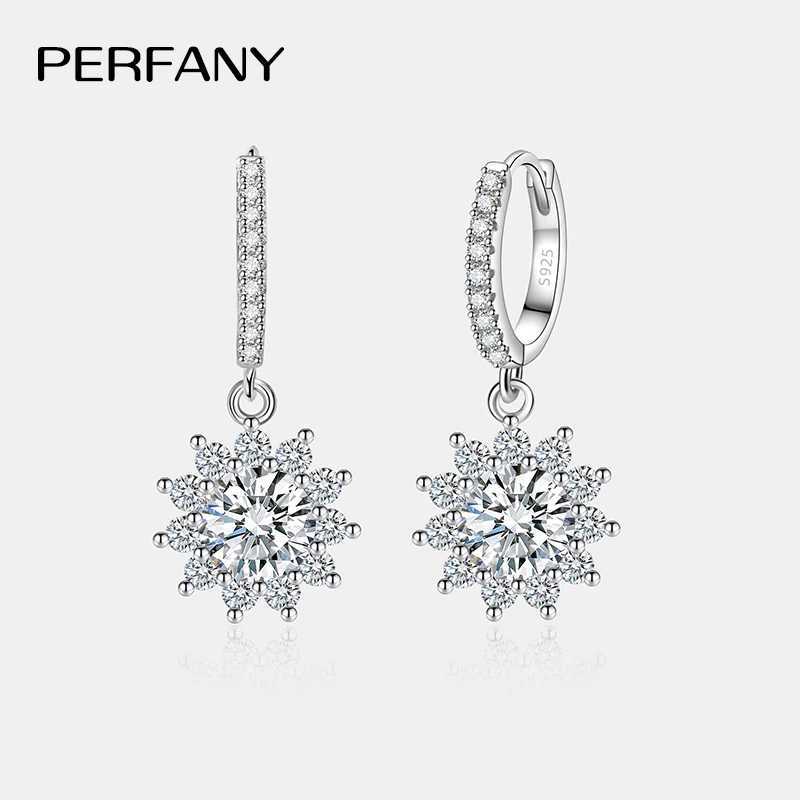 PERFANY 051CT Moissanite Earrings for Women S925 Pure Silver Sunflower Laboratory Diamonds Drop Earring Luxury Wedding Jewelry J251021