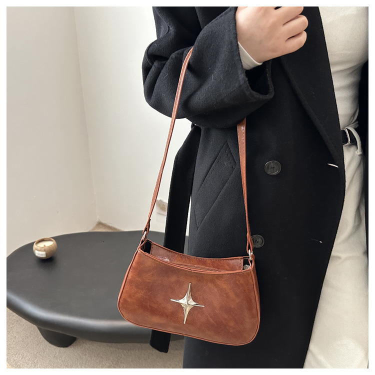 Autumn And Winter New Casual Style Women's Shoulder Bag Retro Style Solid Color Designer Bag Fashionable New Trend Luxury Handbag