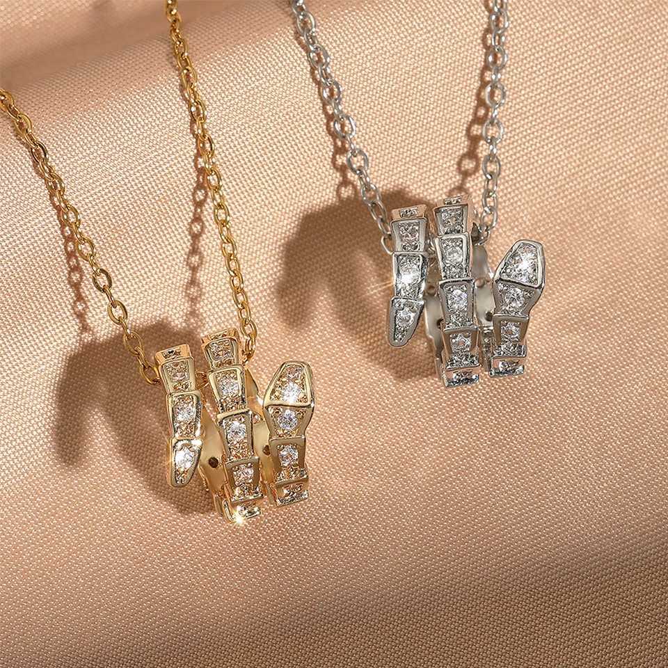 Yupsk Niche Design AAA Zircon Snake Bone Shaped Pendant Necklace Exquisite Brass Chain Charm Jewelry Gift for Women11 D251021