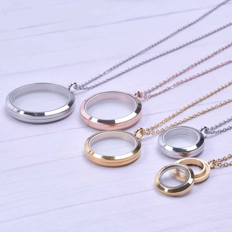 Round Pendant Necklace Locket Charm Stainless Steel Necklaces For Women Men Jewelry Chain Around Neck Necklace Decoration GiftsXJ251018