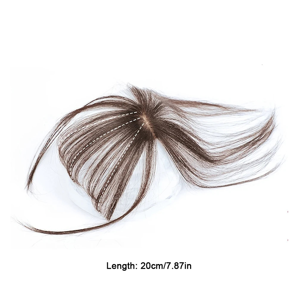 Mini Thin Air Blunt Light Bangs Human Hair Bangs with Temples Headband Handmade Natural Clip on Bangs Hairpiece 251014