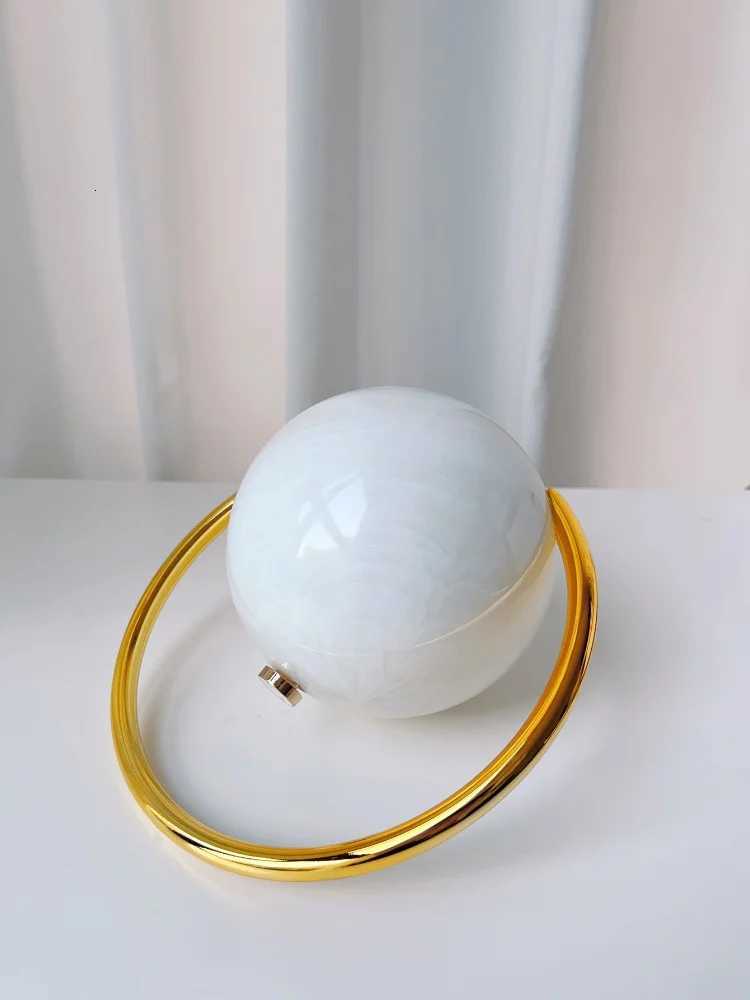 2025 New Marble Pattern Spherical Banquet Bag for Women Trendy Electroplated Handle PVC Handbags Lady Mini Purse Evening ClutchXJ251021