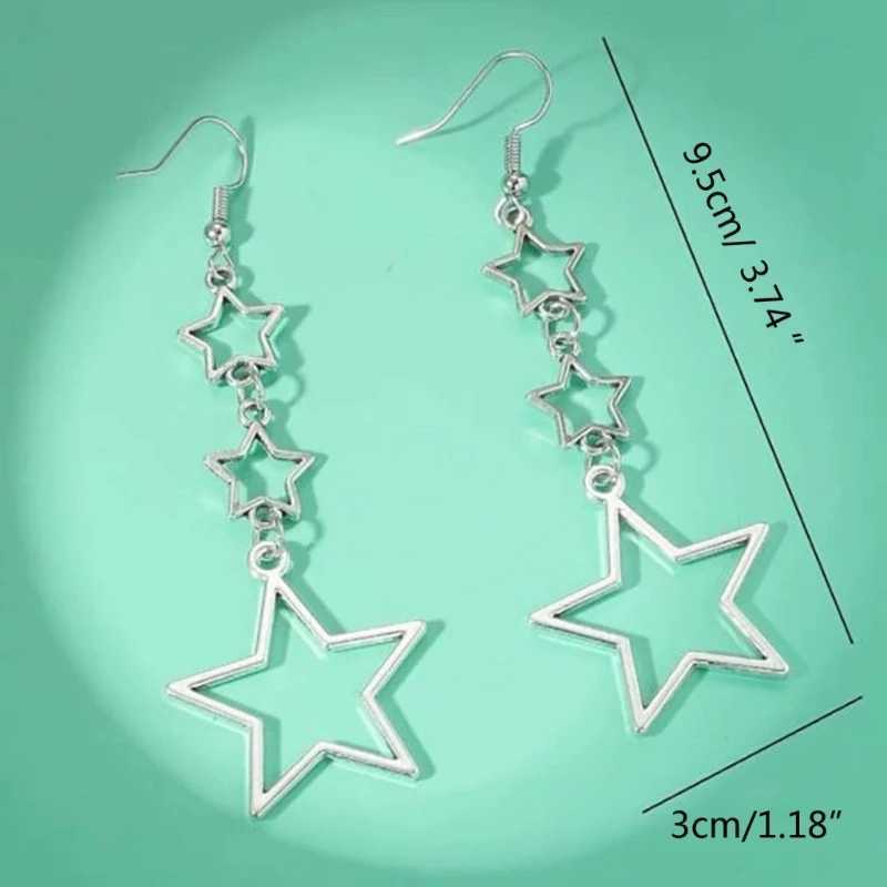 Hollow Ear Hook Long Earring Simple Summer Jewelry Party Gifts Geometric Pentagrams Earrings Jewelry for Women Girls J251021