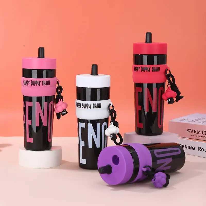 900ML Leakproof Stainless Steel Vacuum Insated Water Bottle With Straw Portable Travel And Sports Bottle Y251021