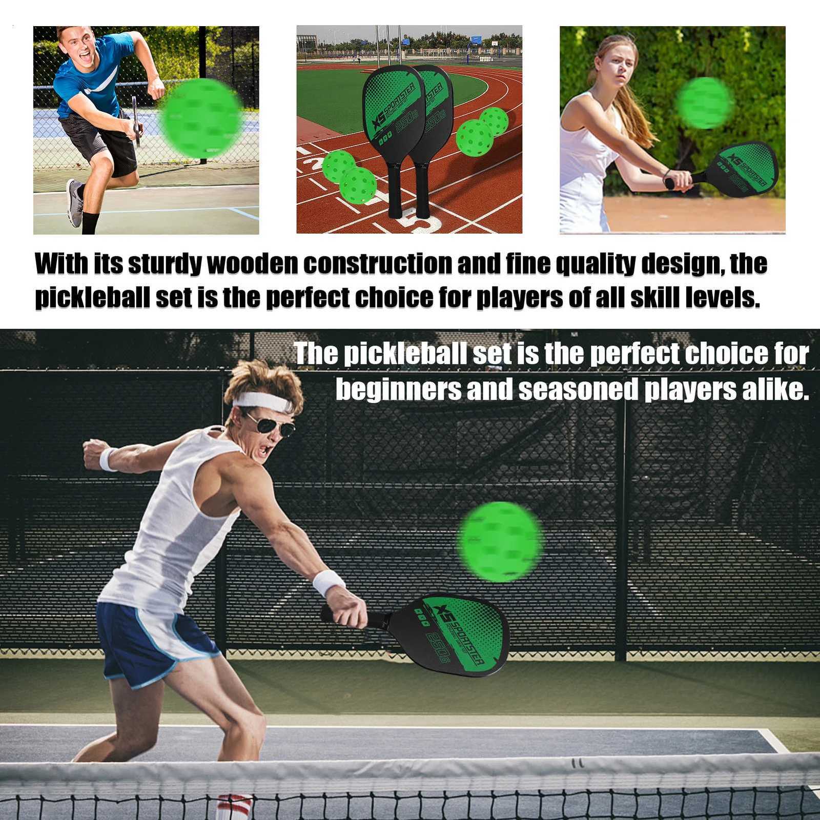 Pickleball Rackets Set Pickleball Paddle Set of 2 Rackets 4 Pickleballs Balls PickleBall Racquet with Balls Sports Accessory W251021