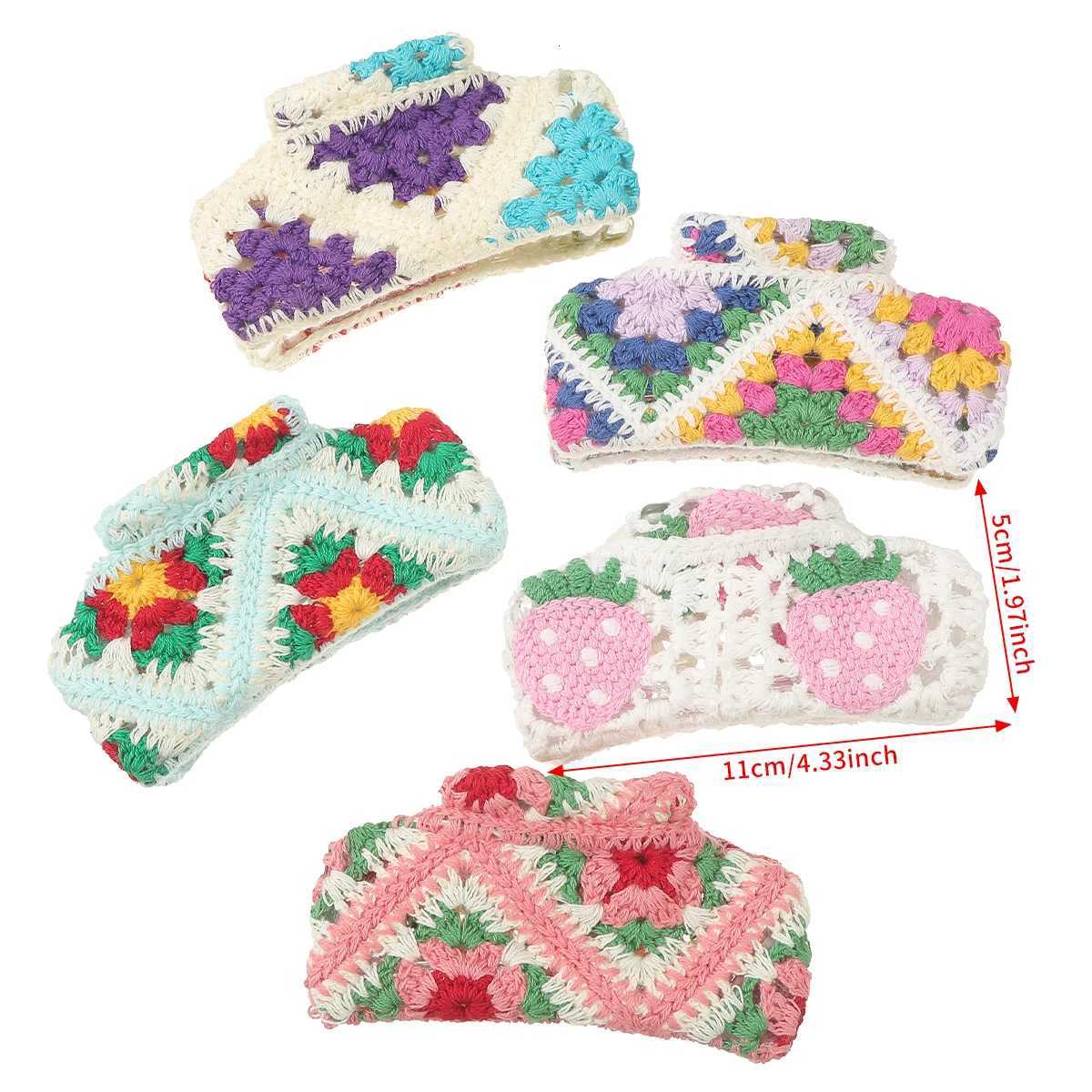 Knitting Hair Claw Girls Women Crochet Handmade Hairpin Fashion Floral Hairpin Crabs Girls Hawaii Bohemia Hair AccessoriesW254021