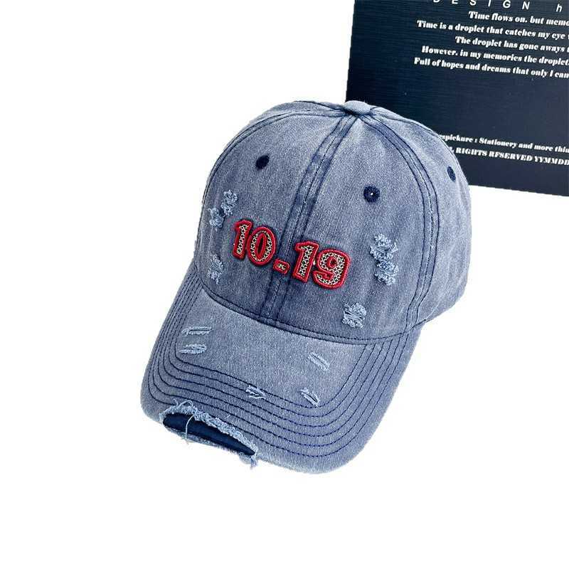 New Style Distressed Soft Top Washed Embroidered Letter Baseball Cap for Women Spring Summer Versatile Wide Brim Duckbill Cap for Women H251020