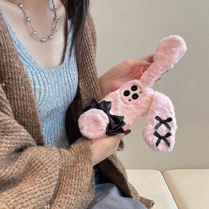 Kawaii Maid Bunny Plush Phone Case Fall Winter Cute Phone Accessories for iPhone 16 Pro Max J251114