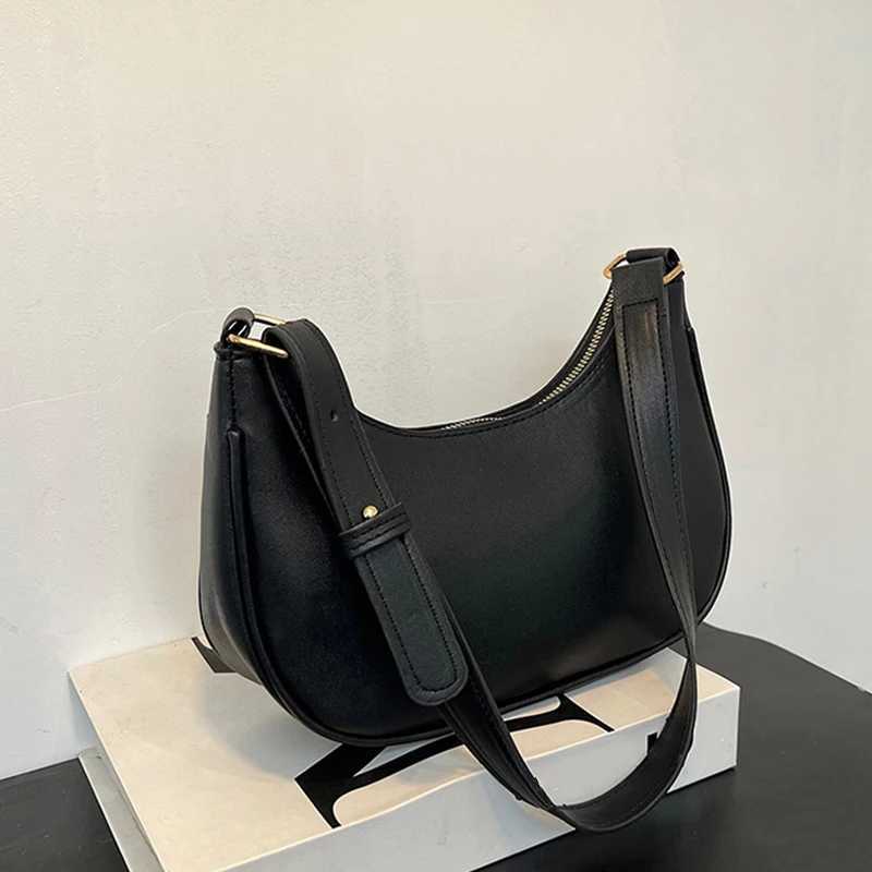 Womens Fashion Handbags Retro Solid Color Pu Leather Bag Half Simple Color Underarm Shoulder Bag Moon Casual PurseXJ251021