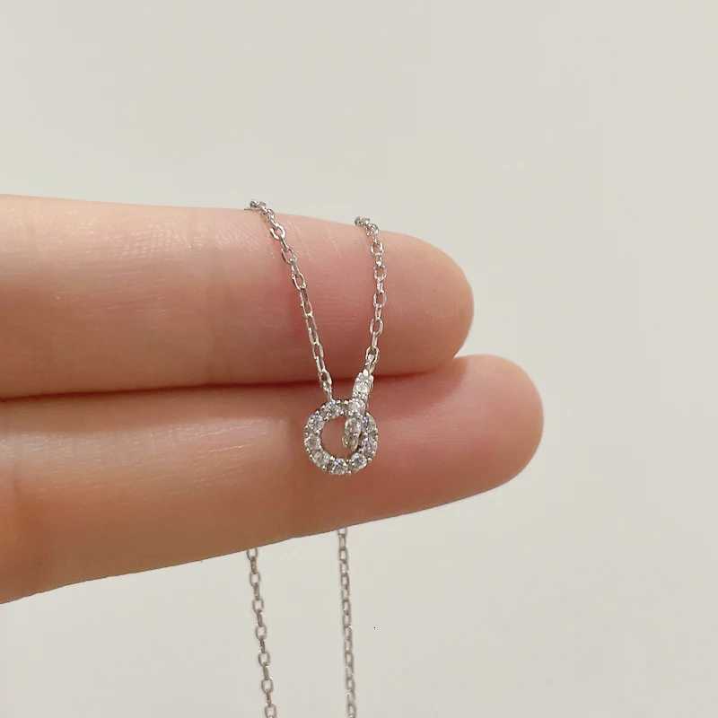 S925 Silver Round Choker Shiny AAA Zircon For Women Fashion Chain Minimalist Dainty Double Circle Pendant Necklace Girl JewelryXJ251018