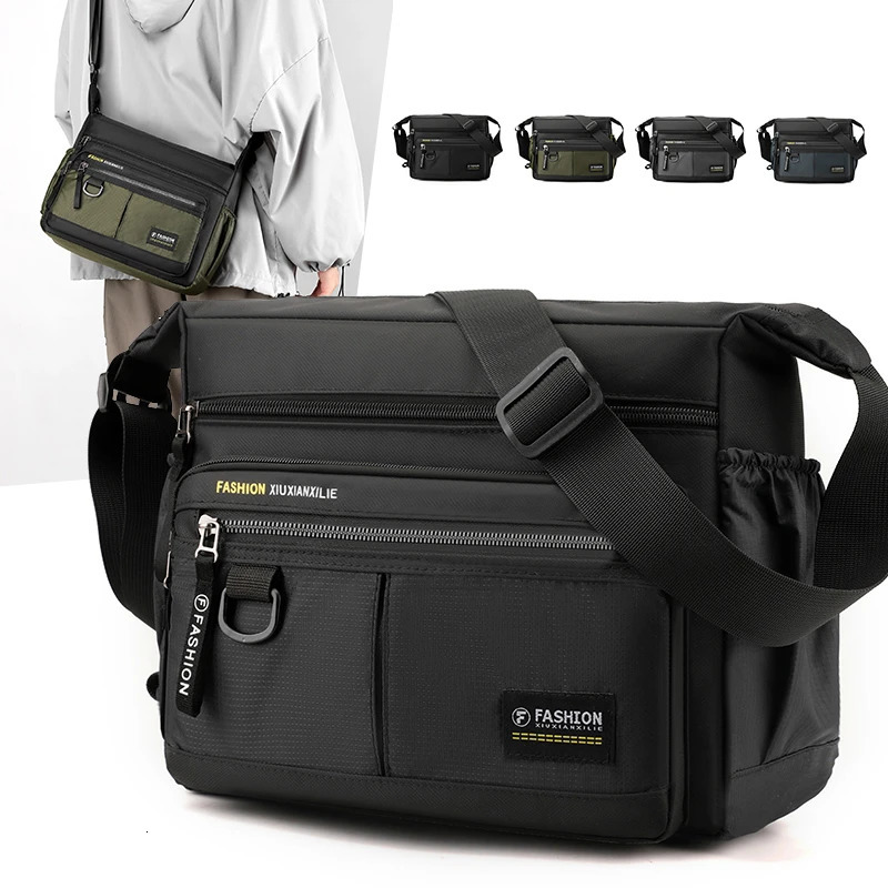 Mens shoulder bag casual crossbody with adjustable straps multiple pockets suitable for travel school and da 251014
