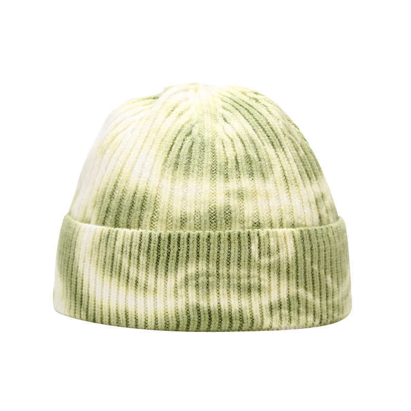 New Tie Dyed Knitted Hat Womens Street Trend Wool Skin Hat Mens Autumn Warm Bean Hat H251020