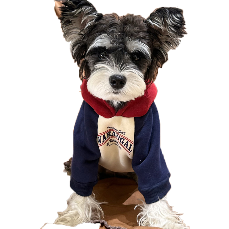 dog clothes Dog Hoodie, Color-Block Fleece Sweatshirt for Small/Medium Pets, Soft Warm Pullover with Rib Cuffs, Red/Navy, XS 9XL Winter Coat with Plus