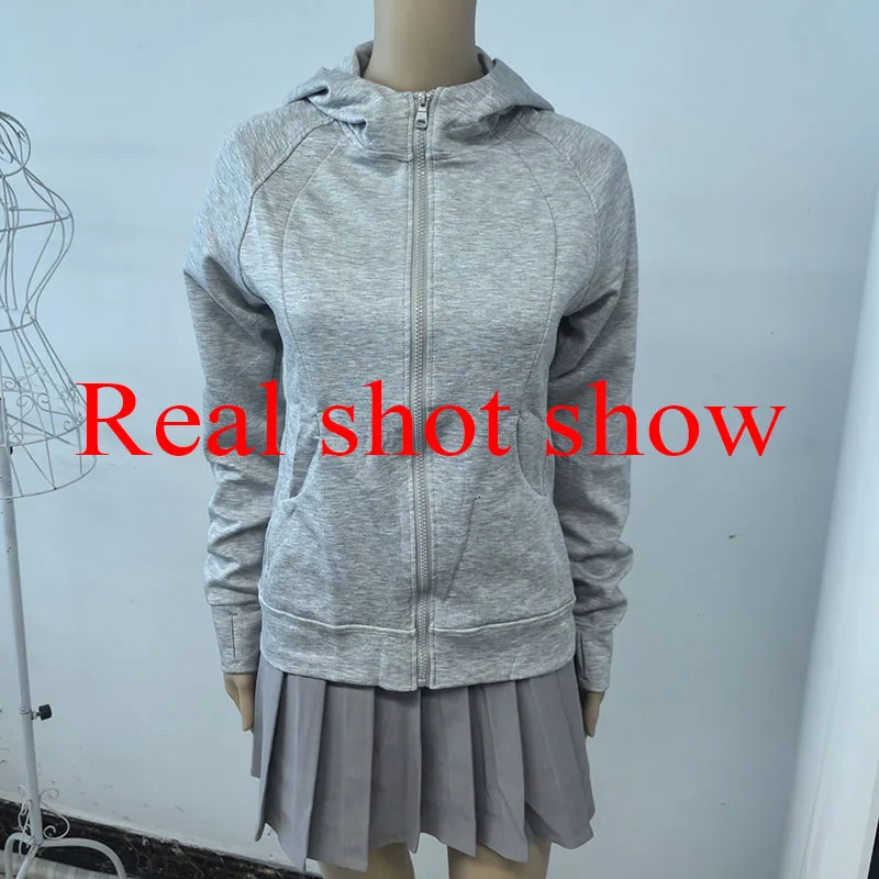 Gray Zipper Hooded Sweatshirt Women Korean Slim Fit Cardigan Long Sleeve Coat Woman Solid Pockets Sports Hoodies Jacket 251017