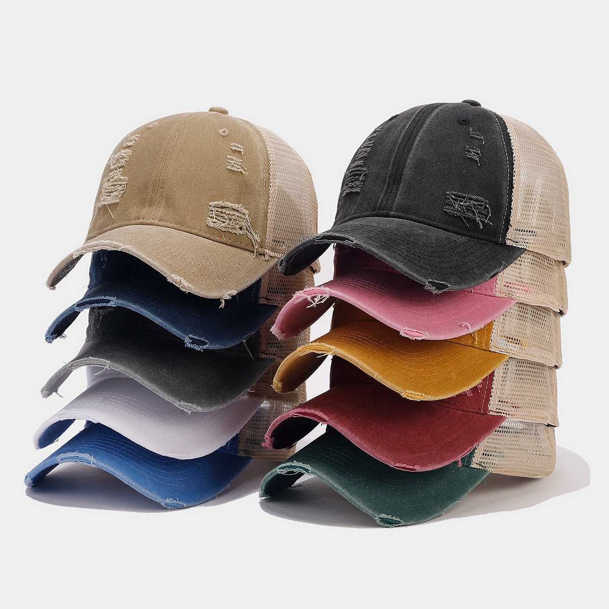 Summer Fashion Outdoor Golf Sports Baseball Cap Distressed Fashion Breathable Versatile Duckbill Cap Couple Cap H251020