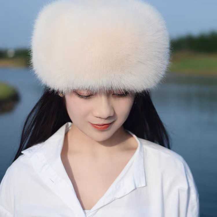 Fox Fur Flat Hat for Women Autumn and Winter Cotton Hat Thickened Furry Warm Ear Protection Fairy Thickened Princess Hat H251020