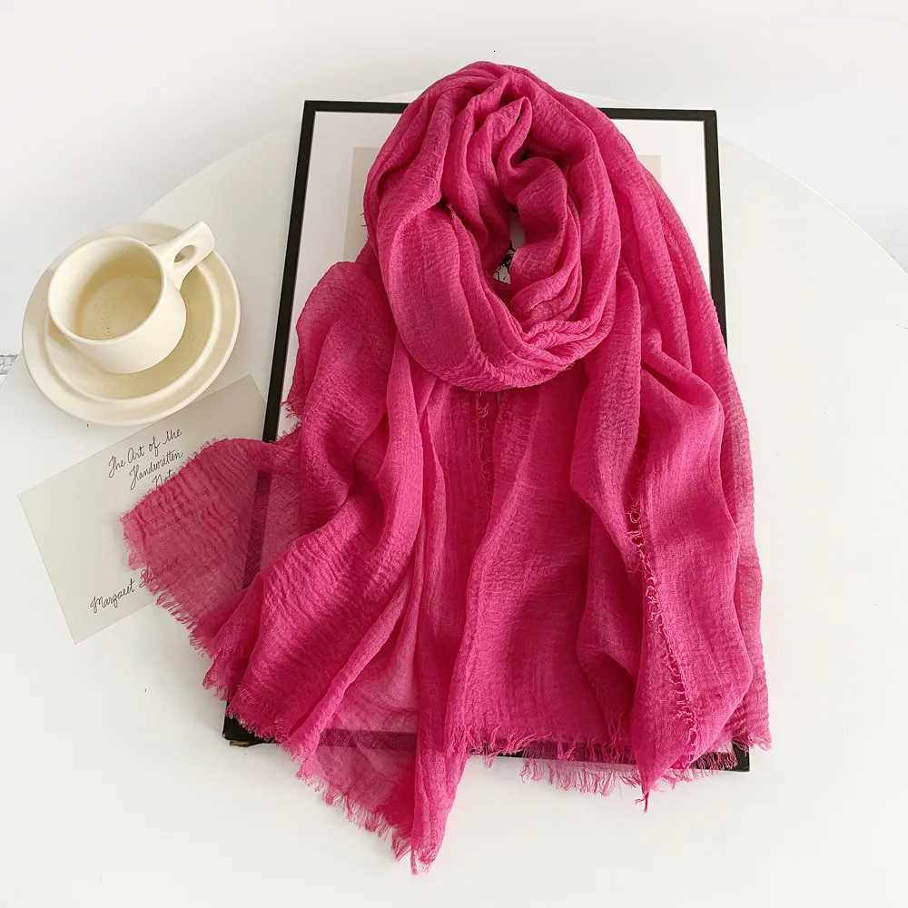 Women Cotton Linen Scarf Shawl Hijab Muslim Long Headscarf Scarves Head Wraps Solid Scarves Female Plain Head Scarf W251021