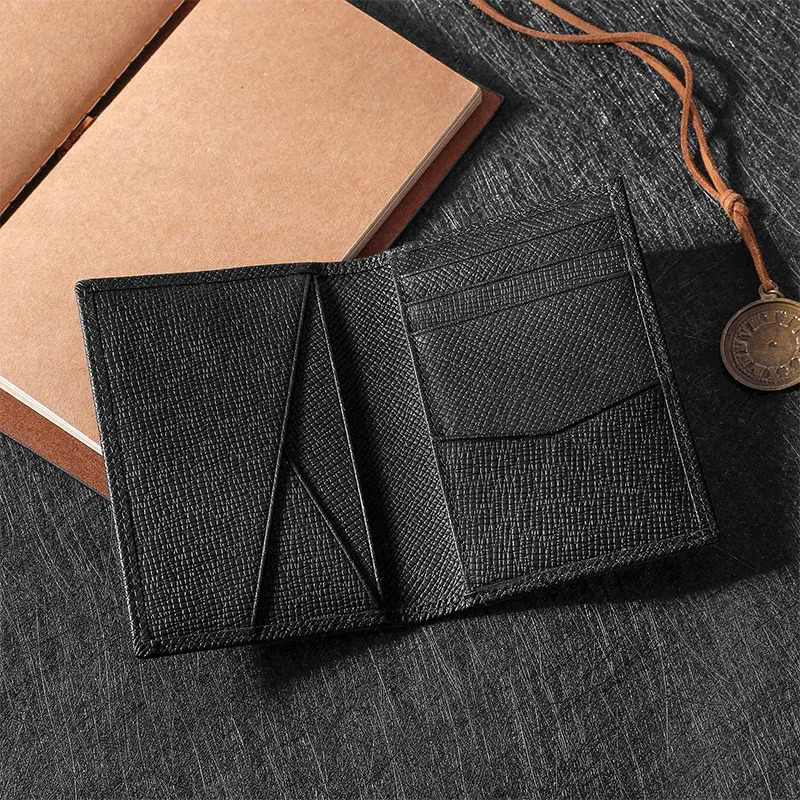 Customized Initials Genuine Leather Card Holder Bank Card Multi Card Slot Business Card Bag Wallet Mens Cover Wallet 251013