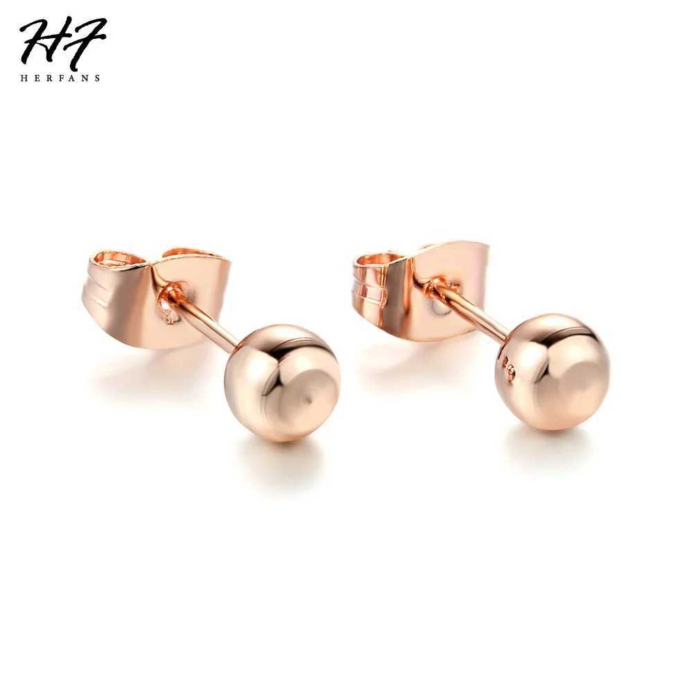 Simple Little Bean Shaped Stud Earring For Women Rose White Gold Color Metal Fashion Jewelry Gift For Girls Daily Party E445 J251021