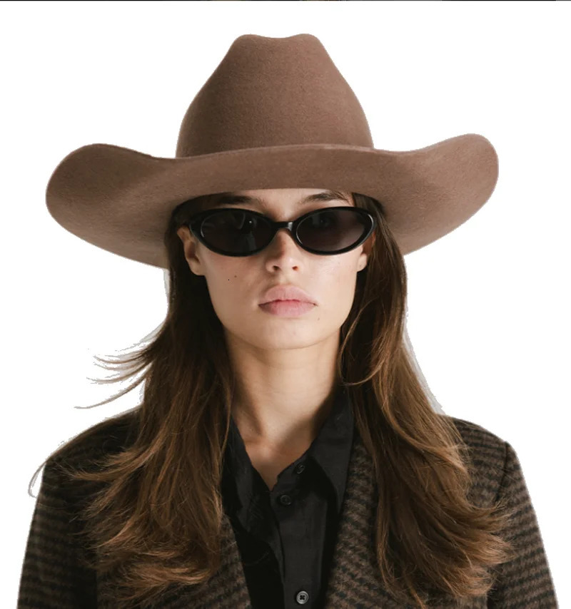100 wool cowboy hat autumn and winter same color accessories classic Panama curled cowboy hat sombrero vaquero 251011