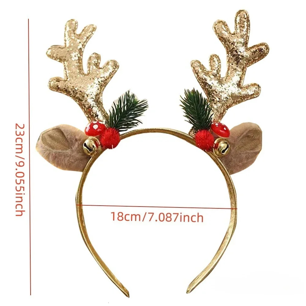 1PC Christmas Headband Reindeer Horn and Deer Ear Headwear Family Christmas Atmosphere Decoration Year Party Gift Headband 251021