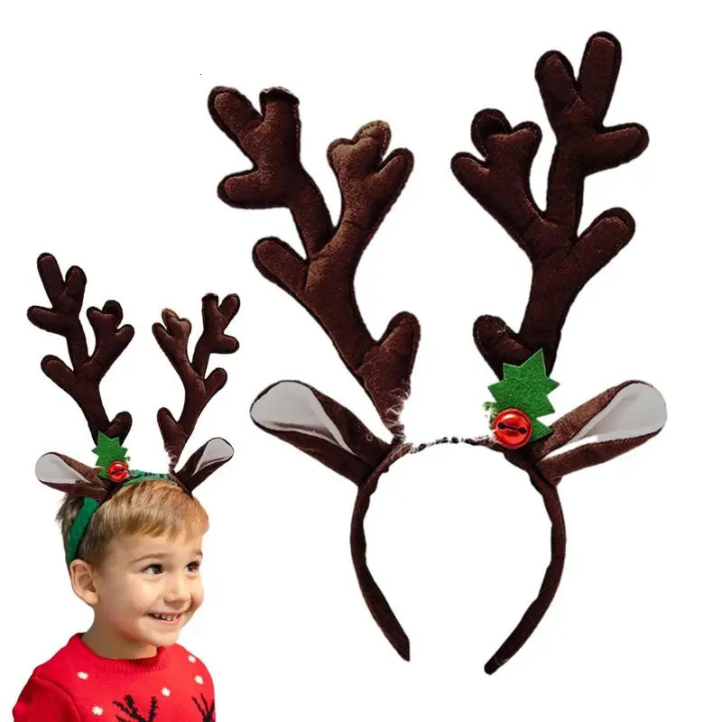1PC Christmas Reindeer Antlers Headband Elk Antlers Ears Head Hoop With Red Bell Christmas Party Hair Accessories Navidad 251021